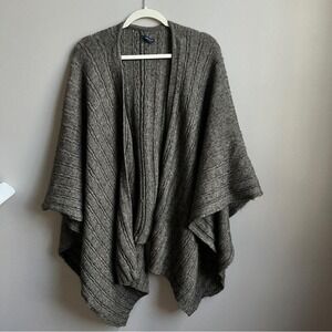 Vintage Ann Taylor Shawl Wrap Wool Alpaca Blend Cable Knit Relaxed Neutral Lodge